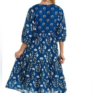 Ro's Garden Womens Ro’S Garden Vivi Midi Dress, Blue size Large